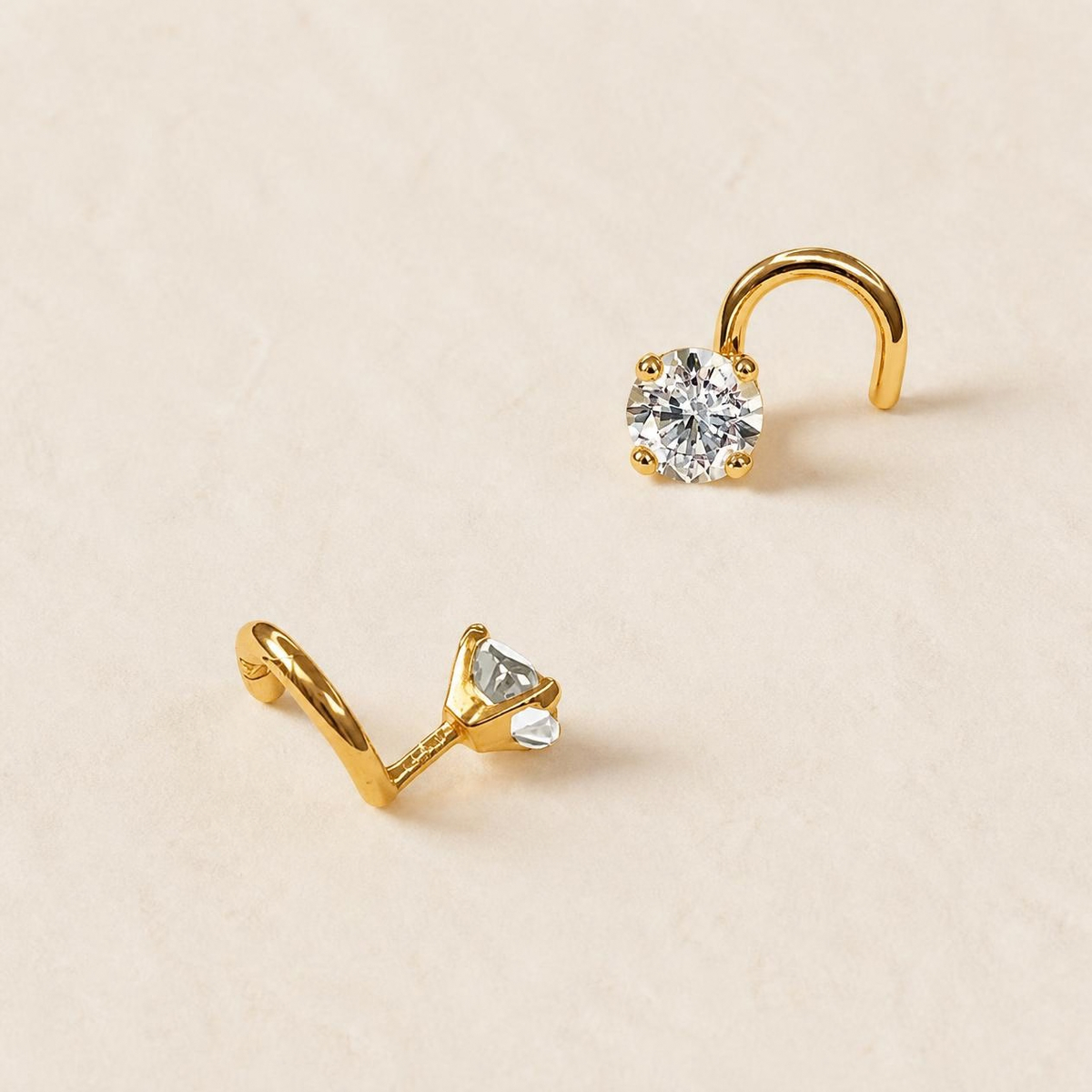 Paire de boucles d'oreilles Zéa en vermeil, oxyde de zirconium blanc 4 mm