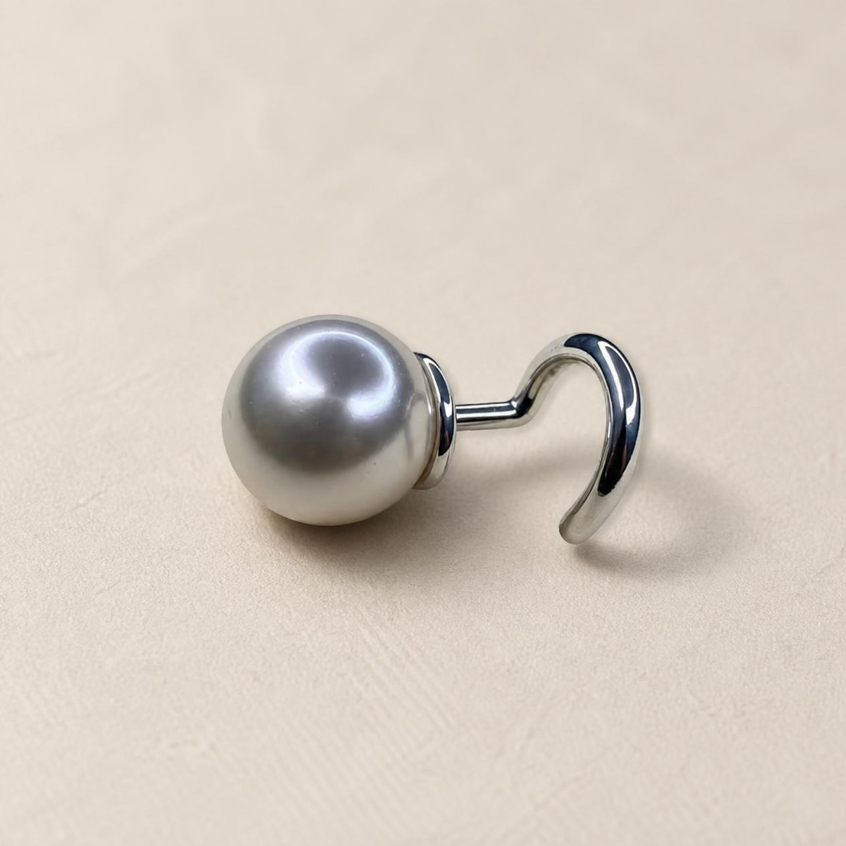 Boucle d'oreille Sofia en argent 925 rhodié, perle en cristal nacré 6 mm