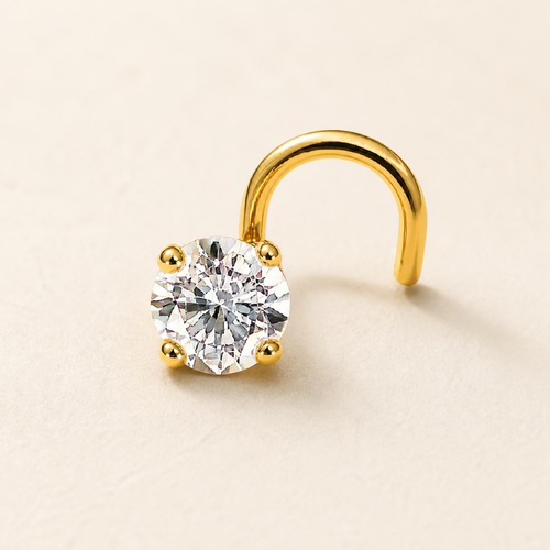 Boucle d'oreille Zéa en vermeil, oxyde de zirconium blanc 4 mm