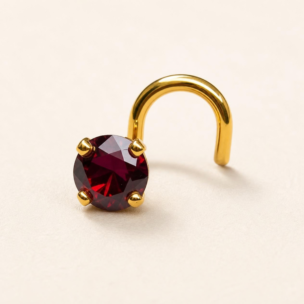 Boucle d'oreille Zéa en vermeil, oxyde de zirconium grenat 4 mm